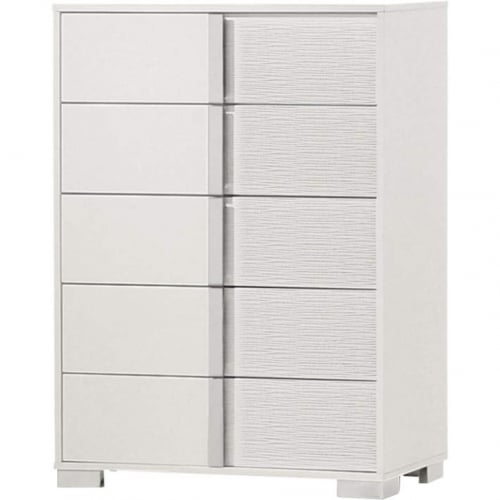 B750 5 Drawer Chest in White Lacquer & Metal