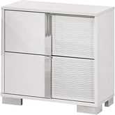 B750 2 Drawer Nightstand in Gloss White Lacquer & Metal