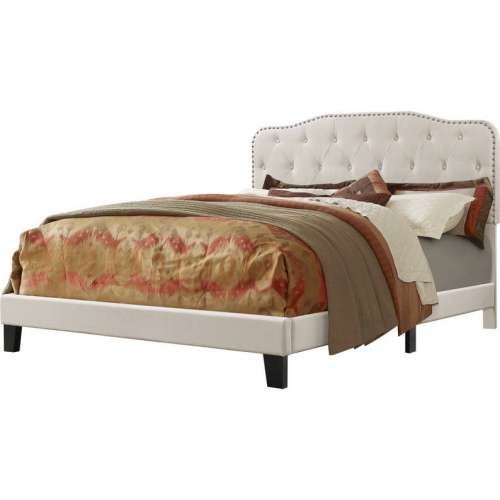 B88 Full Panel Bed in Tufted Fog Beige Linen