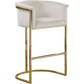 CH2 Counter Stool in Cream Velvet & Gold Metal Chrome