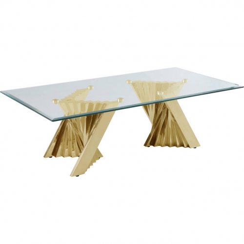 CT04 Geometric Coffee Table in Glass & Gold Stainless Steel