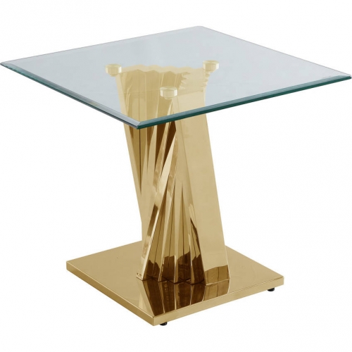 CT05 Geometric Sofa End Table in Glass & Gold Stainless Steel