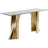 CT06 Geometric Console Table in Glass & Gold Stainless Steel