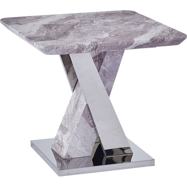 Best Quality CT198 CT1 End Table in White Faux Marble & Silver ...