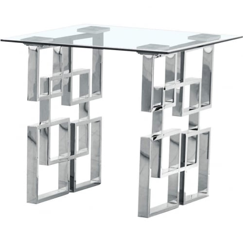 CT234 End Table in Tempered Glass & Polished Stainless Steel