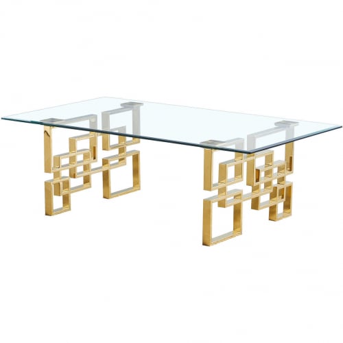 CT236 Coffee Table in Clear Tempered Glass & Gold Stainless Steel