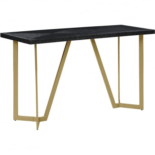 CT282 Console Table in Black Wood & Gold Legs