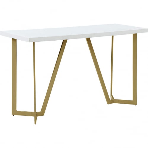 CT285 Console Table in White Wood & Gold Legs