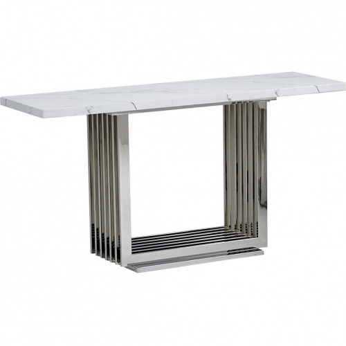 CT312 Console Table in White Marble & Polished Stainless Steel