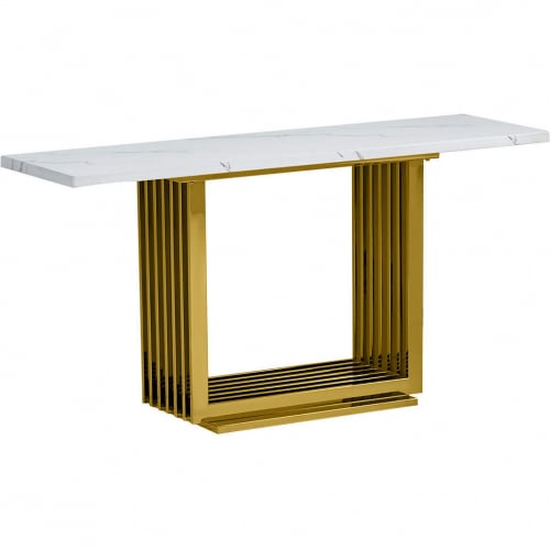 CT315 Console Table in White Marble & Polished Gold Stainless Steel