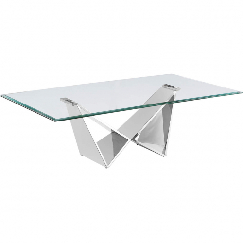 CT400 Coffee Table in Clear Tempered Glass & Polished Stainless Steel