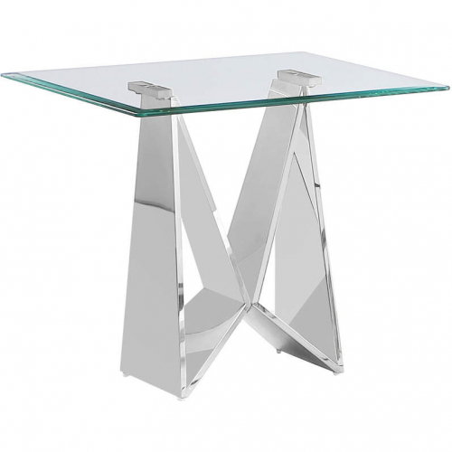 CT401 End Table in Tempered Glass & Polished Stainless Steel