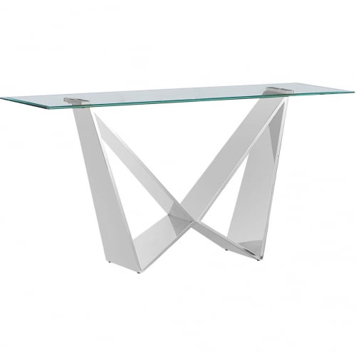 CT402 Console Table in Tempered Glass & Polished Stainless Steel