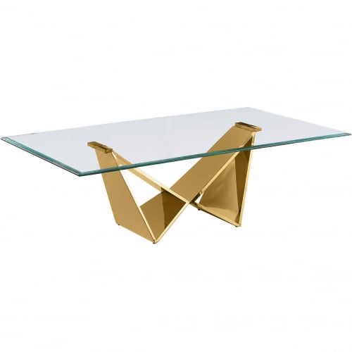 CT403 Coffee Table in Clear Tempered Glass & Polished Gold Steel