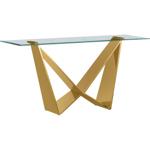 CT405 Console Table in Tempered Glass & Polished Gold Stainless Steel