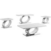 CT430 Coffee Table Set in White Marble & Polished Stainless Steel