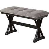 D11 Counter Height Bench in Tufted Gray Linen & Espresso