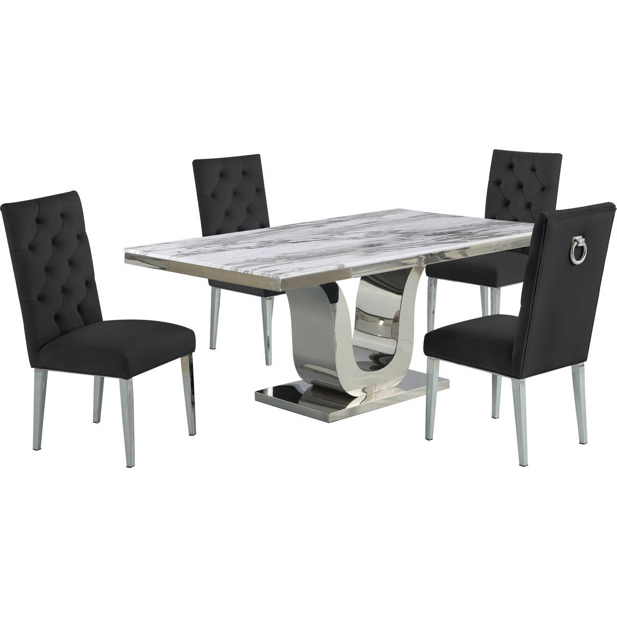 Best Quality D14-4SC71 D14 5 Piece Dining Set in White Marble