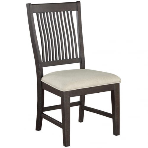 D160 Dining Chair in Rustic Brown Wood & Beige Linen