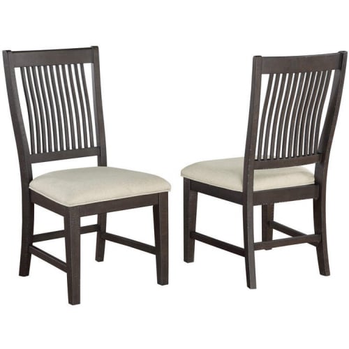 D160 Dining Chair in Rustic Brown Wood & Beige Linen (Set of 2)