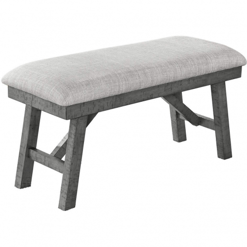 D189 Dining Bench in Rustic Gray Wood & Light Gray Linen