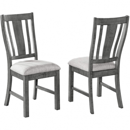 D189 Dining Chair in Rustic Gray Wood & Light Gray Linen (Set of 2)