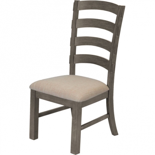 D22 Dining Chair in Rustic Gray/Brown Wood & Beige Linen