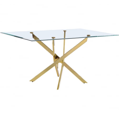 D234 60" Dining Table in Clear Tempered Glass & Gold Chrome