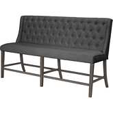 D27 Counter Dining Bench in Tufted Gray Linen & Rustic Gray Wood