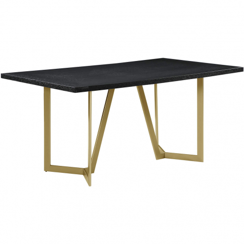 D280 64" Dining Table in Black Wood & Gold Painted Base