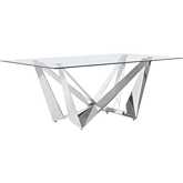 D400 78" Dining Table in Tempered Glass & Polished Stainless Steel