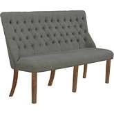 D41 Dining Bench in Tufted Gray Linen & Walnut Finish Wood