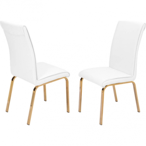 D59 Dining Chair in White Leatherette & Gold Chrome (Set of 2)