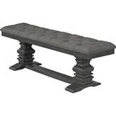 D81 Dining Bench in Tufted Dark Gray Linen & Dark Gray Wood