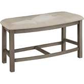 D87 Counter Dining Bench in Beige Linen & Rustic Gray Wood