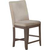 D87 Counter Dining Chair in Beige Linen & Rustic Gray Wood (Set of 2)