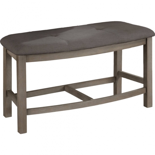 D87 Counter Dining Bench in Gray Linen & Rustic Gray Wood