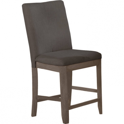 D87 Counter Dining Chair in Gray Linen & Rustic Gray Wood (Set of 2)