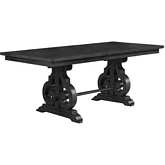 D90 76" Counter Extendable Dining Table in Dark Gray Wood