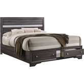 Queen Storage Bed in Gray & Silver Wood