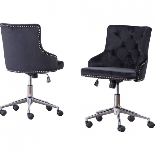 OC4 Swivel Office Chair in Tufted Black Velvet & Stainless Steel