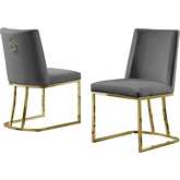 SC10 Dining Chair in Dark Gray Velvet & Gold Chrome Legs (Set of 2)