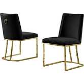 SC10 Dining Chair in Black Velvet & Gold Chrome Legs (Set of 2)