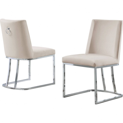 SC10 Dining Chair in Cream Velvet & Chrome Legs (Set of 2)