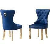 SC11 Dining Chair in Tufted Navy Blue Velvet & Gold Stainless Steel (Set of 2)