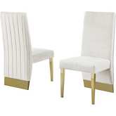 SC16 Dining Chair in Vertical Tufted Cream Velvet & Gold Chrome (Set of 2)