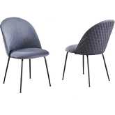 SC172 Dining Chair in Gray Wood & Quilted Back Dark Gray Velvet (Set of 2)