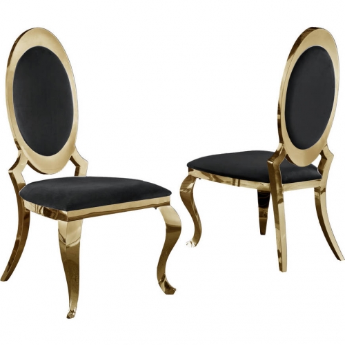 SC18 Round Back Dining Chair in Black Velvet & Gold (Set of 2)