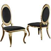 SC18 Round Back Dining Chair in Black Velvet & Gold (Set of 2)