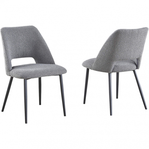 SC198 Dining Chair in Dark Gray Polar Fleece & Gray Painted Iron (Set of 2)